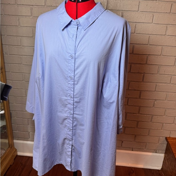 Catherines Button Down Tunic Shirt 2X (22/24W) Light Blue excellent condition - Picture 1 of 6